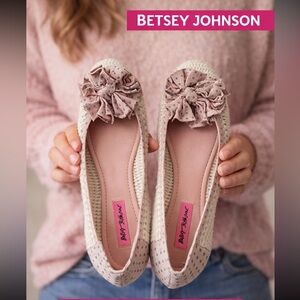 Betsey Johnson Pink and Cream Flats with Bow
